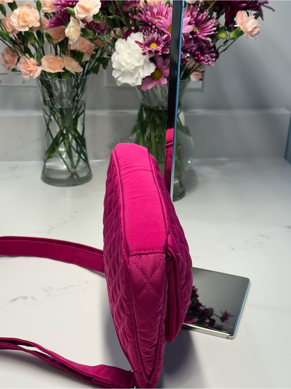 🌹 Vera Bradley Little Hipster Vibrant Fuchsia Quilted Crossbody Bag - Picture 6 of 11